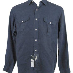 New Polo Ralph Lauren Linen Shirt  XL Navy  Weathered Finish Runs Large  BLEMISH